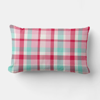Coussin Rectangle Vintage Noël Plaid rose et vert