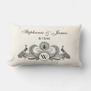 Coussin Rectangle Vintage Peacocks Monogram Ivory BG
