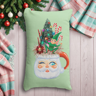 Coussin Rectangle Vintage Père Noël Mug Green (long) Jeu d'oreiller