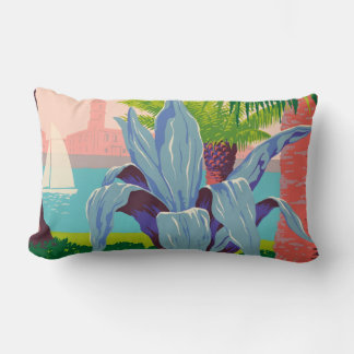 Coussin Rectangle Vintage Porto Rico Travel Art Illustration