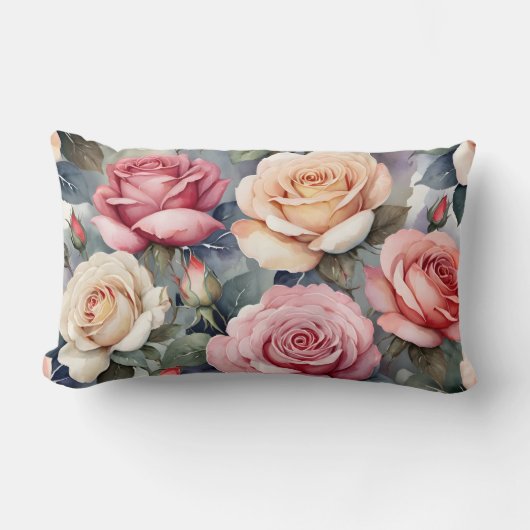 Coussin Rectangle Vintage roses (Recto)