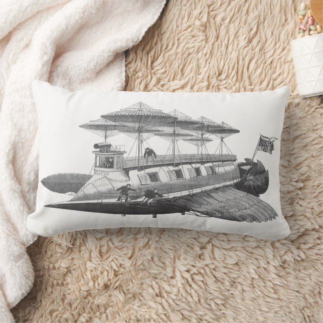 Coussin Rectangle Vintage Science-fiction Steampunk Dirigeable Eclip (Couverture)