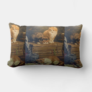 Coussin Rectangle Vintage Van den Eycken Trois Chats sur un bureau