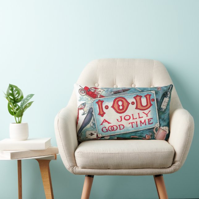 Coussin Rectangle Vintage Vices Party, Jeu Boire Fumer (Chaise)