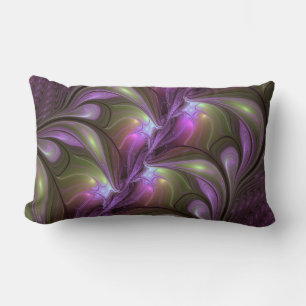 Coussin Rectangle Violet Abstrait violet violet kaki fractal