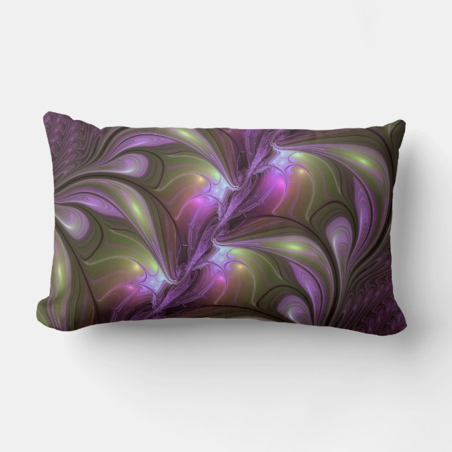 Coussin Rectangle Violet Abstrait violet violet kaki fractal (Recto)