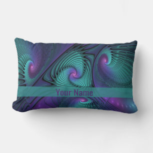 Coussin Rectangle Violet rencontre l'art abstrait moderne Turquoise