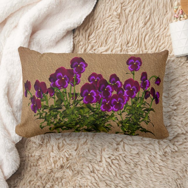 Coussin Rectangle Violets Floral Art (Couverture)