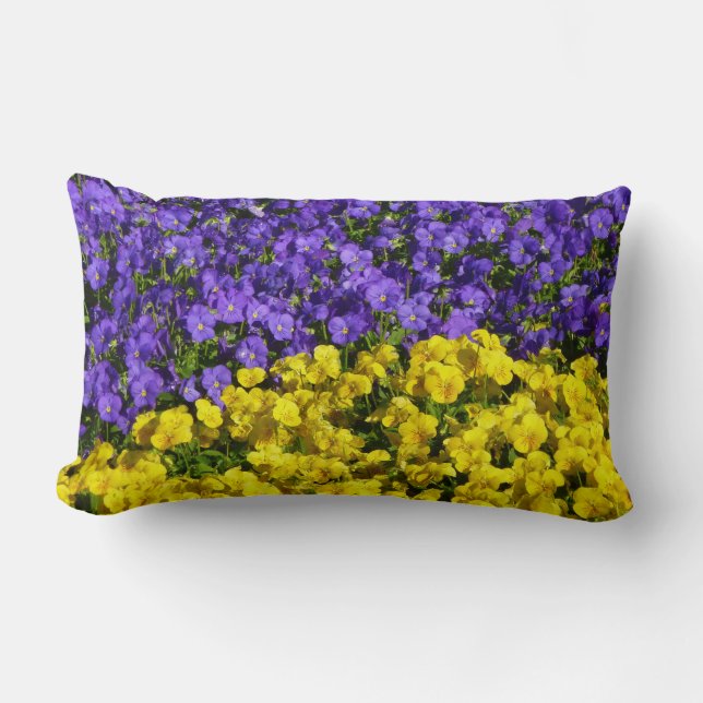 Coussin Rectangle Violons violets et jaunes colorés floraux (Recto)