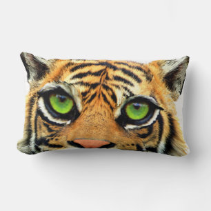 Coussin Rectangle Visage de tigre sauvage sur fond blanc