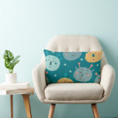 Coussin Rectangle Visages d'alien heureux sarcelle (Chaise)