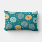 Coussin Rectangle Visages d'alien heureux sarcelle (Verso)