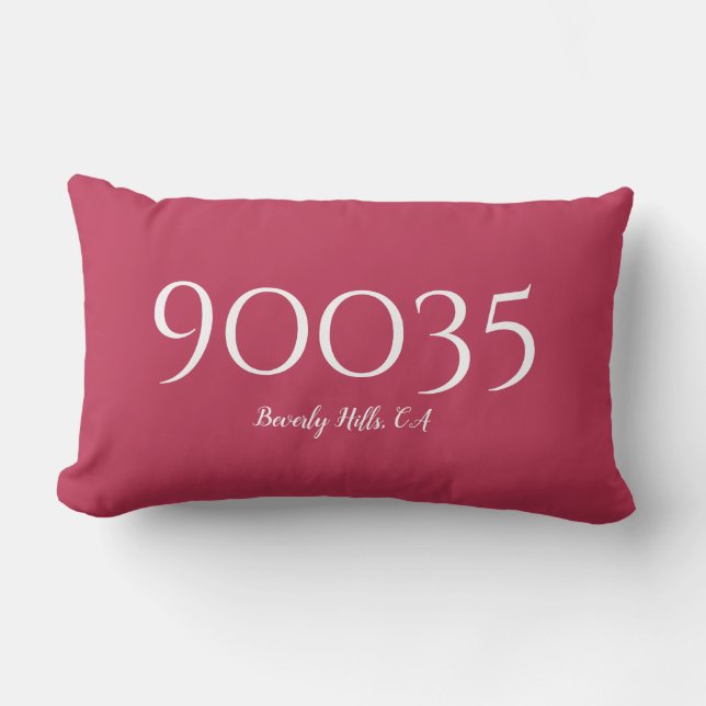 Coussin Rectangle Viva Magenta Minimal City State Code postal Emplac (Recto)