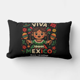 Coussin Rectangle Viva Mexico Mexicaine Fête de l'Indépendance Fémin