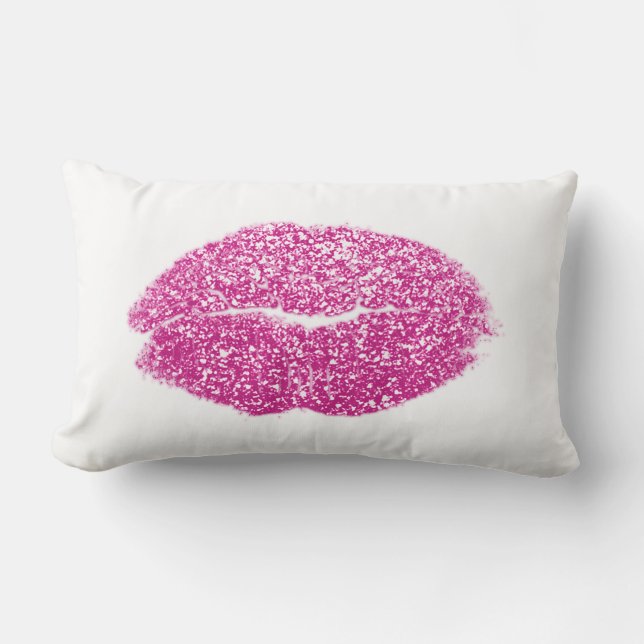 Coussin Rectangle Vivid Rose Lips Parties scintillant White Maquilla (Recto)