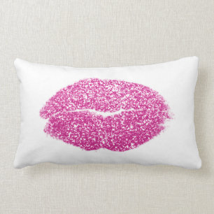 Coussin Rectangle Vivid Rose Lips Parties scintillant White Maquilla