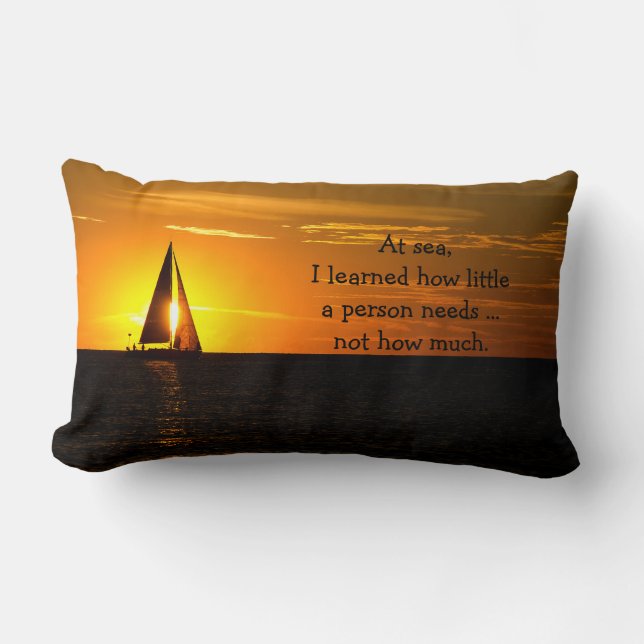 Coussin Rectangle Voile au coucher du soleil avec citation (Recto)