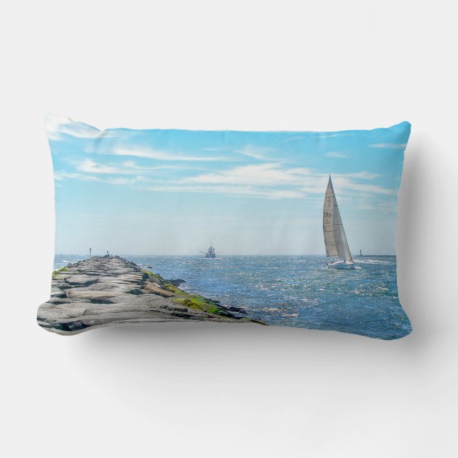 Coussin Rectangle Voile Barnegat Inet en été (Recto)