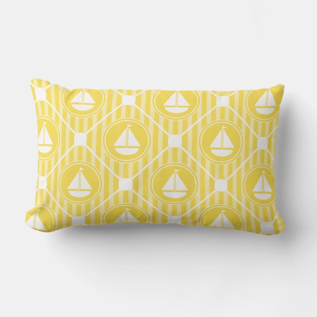 Coussin Rectangle Voilier nautique jaune (Recto)