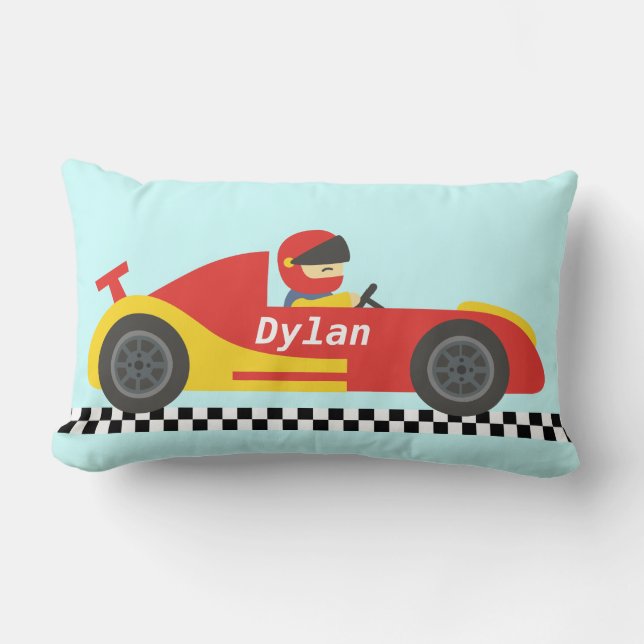 Coussin Rectangle Voiture de course mignonne pour garçons (Recto)