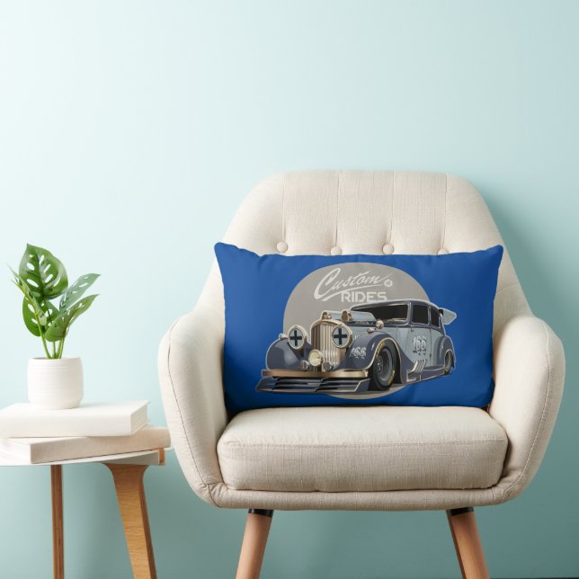 Coussin Rectangle Voiture de course retro sci-fi personnalisée (Chaise)