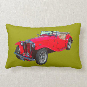 Coussin Rectangle Voiture de sport antique convertible rouge de MG
