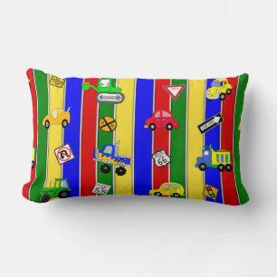 Coussin Rectangle Voitures, Camions et Signes de circulation Rouge, 