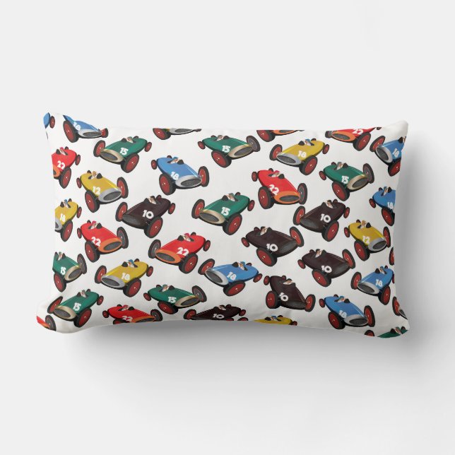 Coussin Rectangle Voitures de course vintages (Recto)