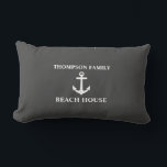 Coussin Rectangle Votre nom Beach House Ancre Gris<br><div class="desc">Votre nom Beach House Ancre Luminaire gris Coussin Cushion.</div>