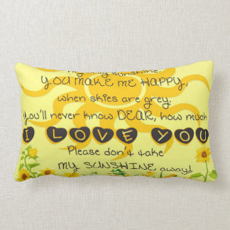 Coussin Rectangle Vous êtes mon soleil avec des fleurs en jaune