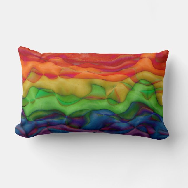 Coussin Rectangle Voyage acide d'arc-en-ciel psychédélique de hippie (Recto)