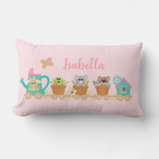 Coussin Rectangle Voyage en train de printemps Animaux Bébés mignons (Recto)