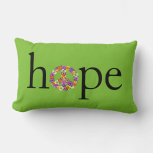 Coussin Rectangle VOYAGE Espoir & Paix Floral sur Lime Green