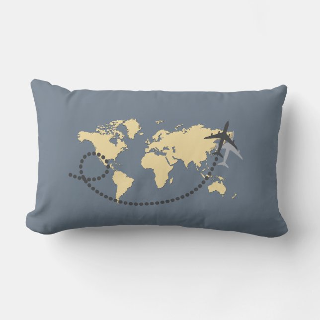 Coussin Rectangle Voyageons l'illustration du monde (Recto)