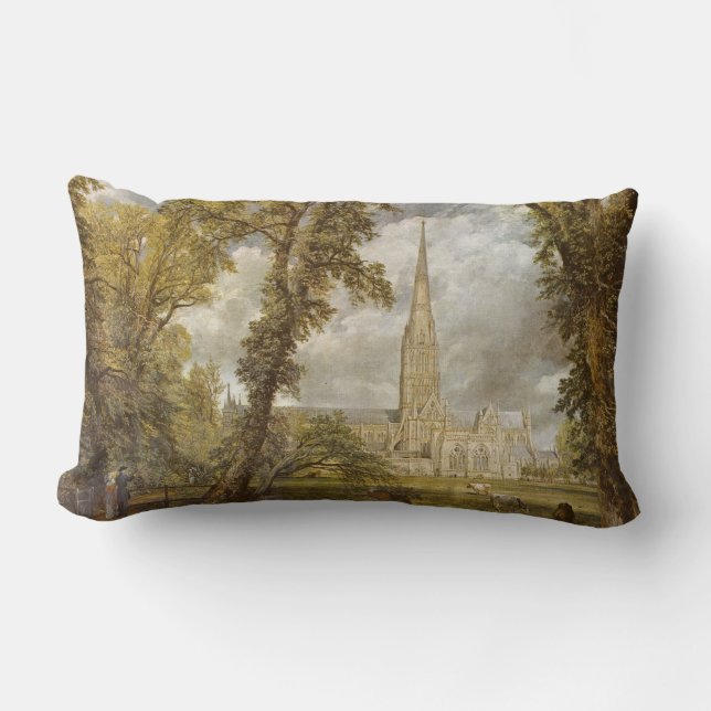 Coussin Rectangle Vue de la cathédrale de Salisbury (site anglais) (Recto)