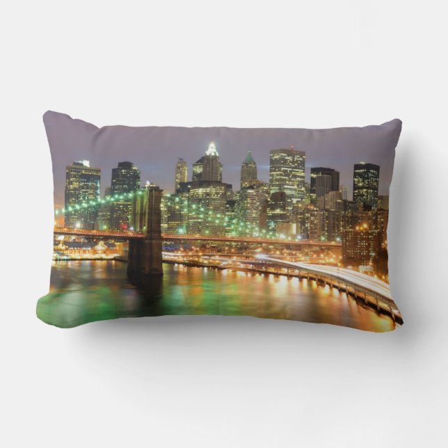 Coussin Rectangle Vue de Lower Manhattan et du pont de Brooklyn (Recto)