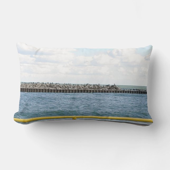 Coussin Rectangle Vue de plage Nautique (Recto)