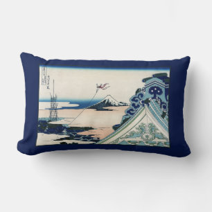 Coussin Rectangle Vue du temple Honganji sur le mont Fuji - Gravure