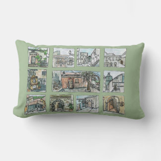 Coussin Rectangle Vues sur le village italien en vert