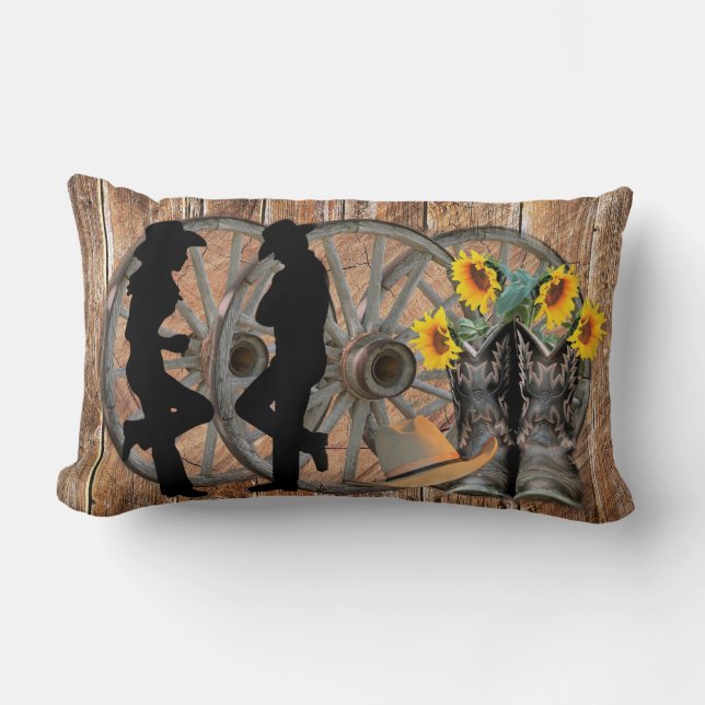 Coussin Rectangle Wagon Wheel Western Cowboy (Recto)