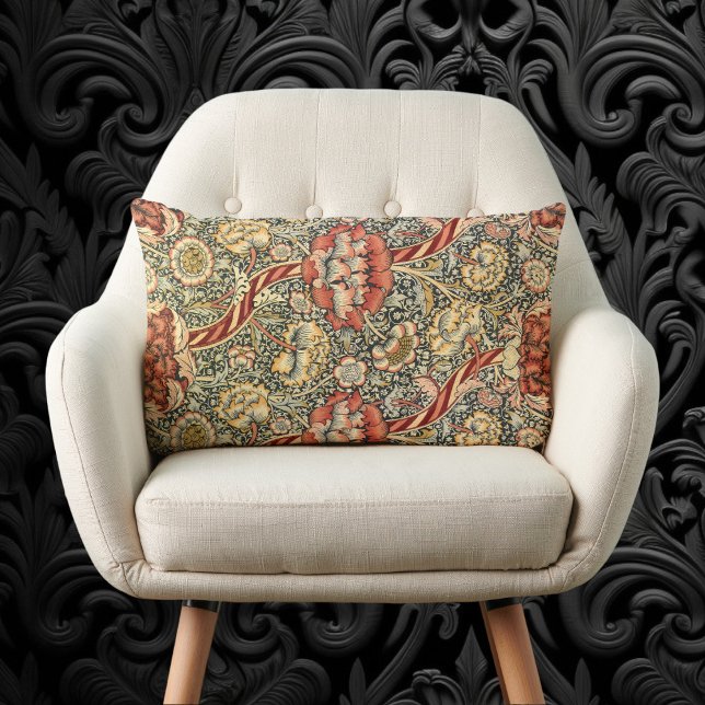 Coussin Rectangle Wandle par William Morris, textile ancien Beaux-Ar (Wandle by William Morris, Vintage Textile Fine Art Lumbar Pillow)