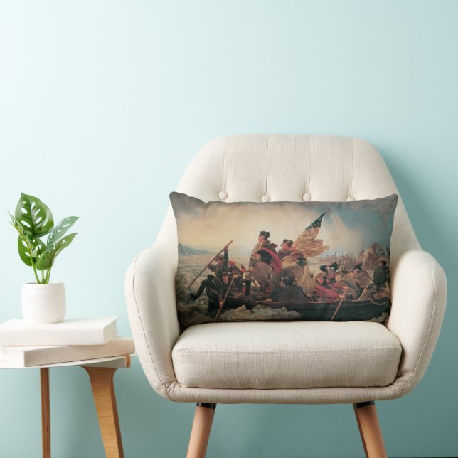 Coussin Rectangle Washington traversant le Delaware par Emanuel Leut (Chaise)