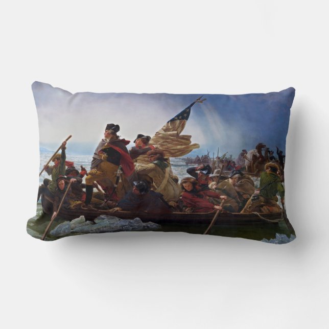 Coussin Rectangle Washington Traverser le Delaware par Emanuel Leutz (Recto)