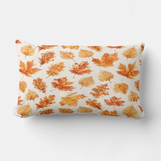 Coussin Rectangle Watercolor Autumn Leaves Pillow (Recto)
