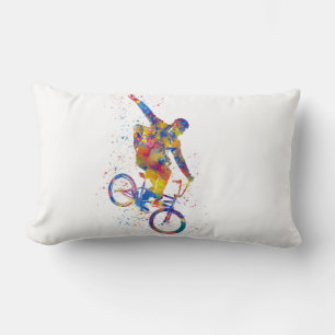 Coussin Rectangle Watercolor bmx rider