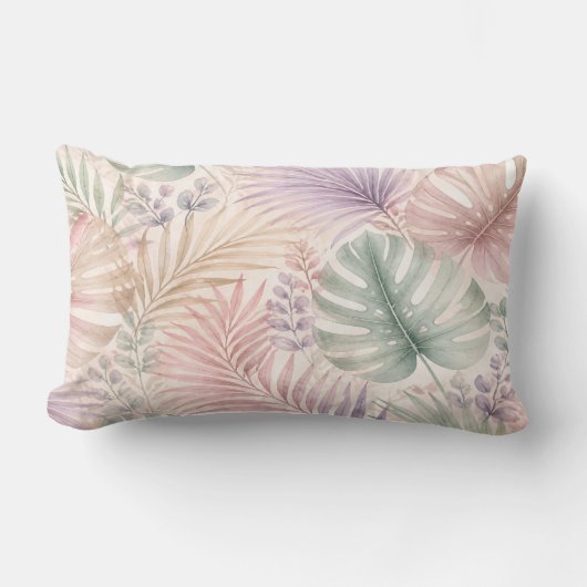 Coussin Rectangle Watercolor Botanical Leaves Pillow (Recto)
