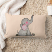 Coussin Rectangle Watercolor Cute Baby Elephant With Blush & Flowers (Couverture)