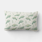 Coussin Rectangle Watercolor Manatee Throw Pillow (Verso)