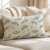 Coussin Rectangle Watercolor Manatee Throw Pillow