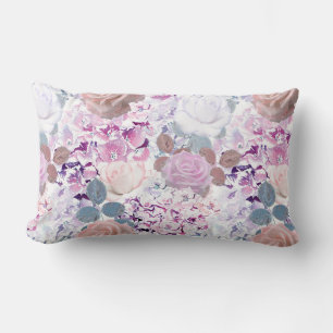 Coussin Rectangle Watercolor roses et hydrangeas.